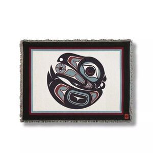 Raven 2 Tapestry Formline Throw Blanket USA Made 70” x 54” SHOTRIDGE STUDIOS HTF